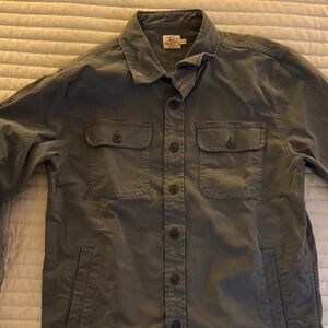 Faherty Gray Button-Up Shirt Jacket